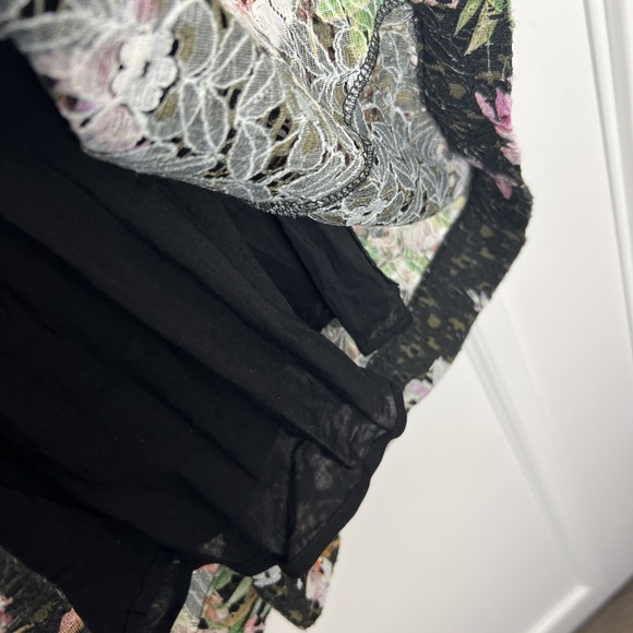 Eri + Ali Dress Women's Sz 10 Floral Black pink Green Orange White Short Sleeve - Picture 4 of 6